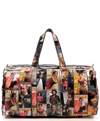 Magazine Cover Collage 20" Duffle Bag PQ017PP BLACK/GRAY